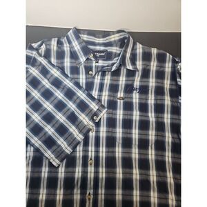 Phat Farm Shirt XL Mens S/S Button Down Blue Plaid Y2K